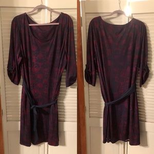 Jete 3x 3XL Damask red and navy dress ¾ sleeve